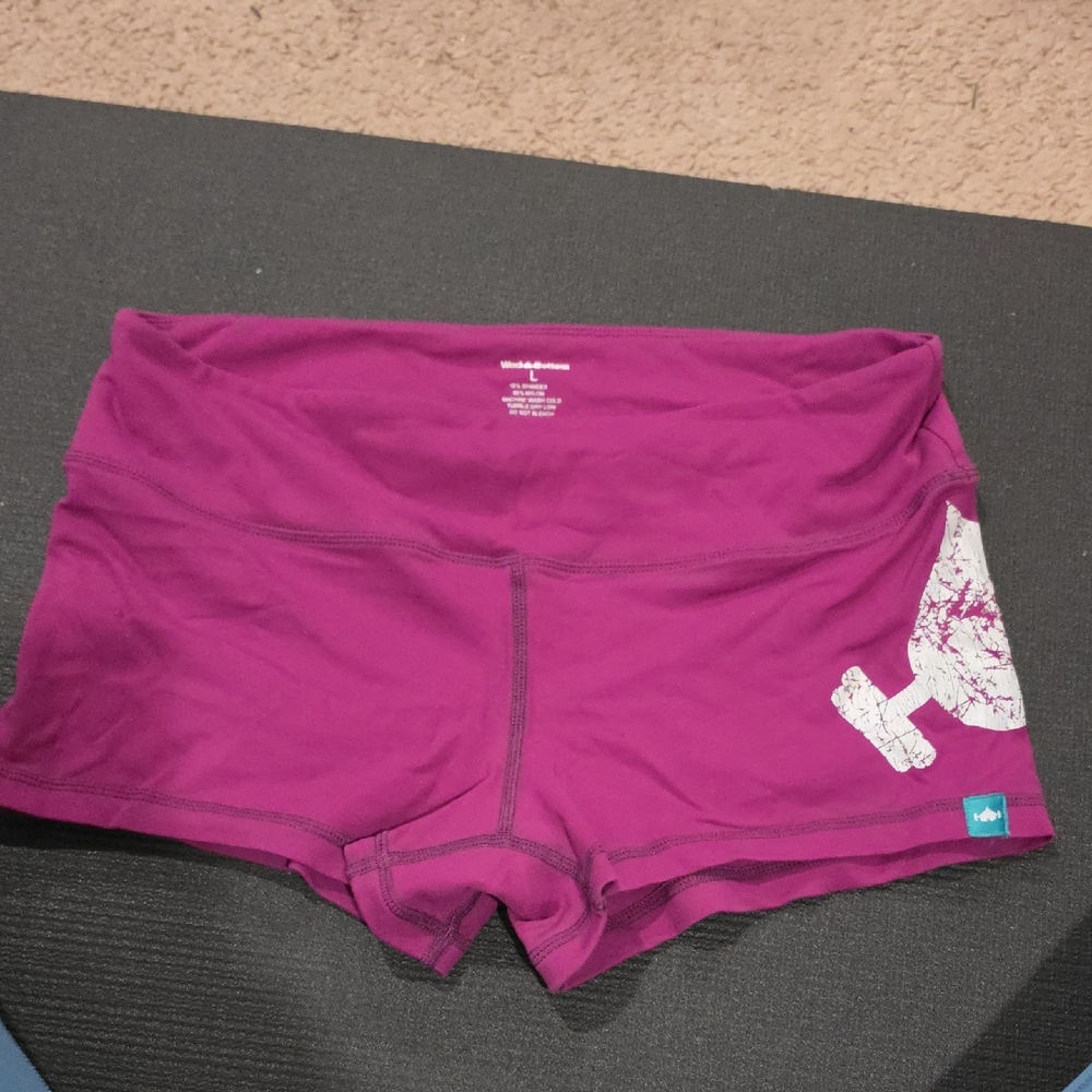 Women’s Plum Athletic Performance Shorts with Side Graphic